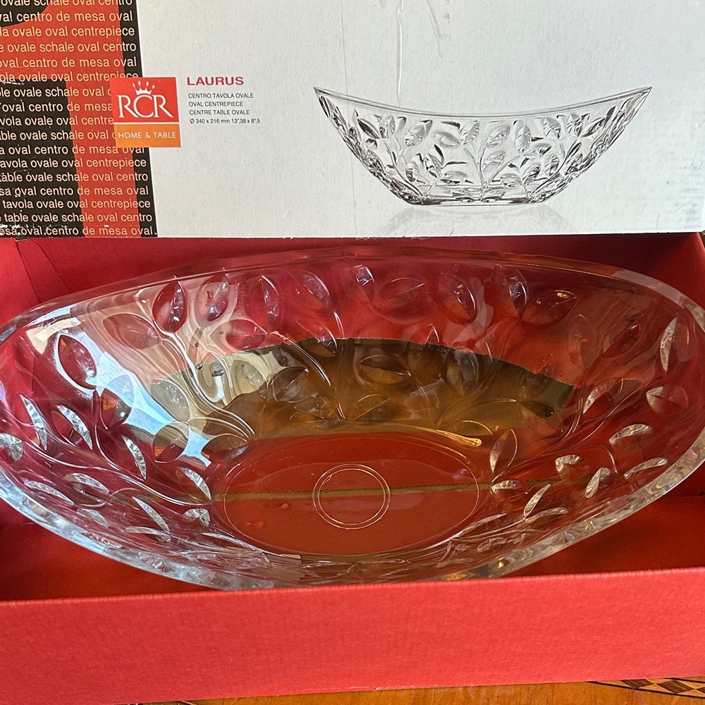 RCR Laurus Crystal Oval Serving Bowl - Clear